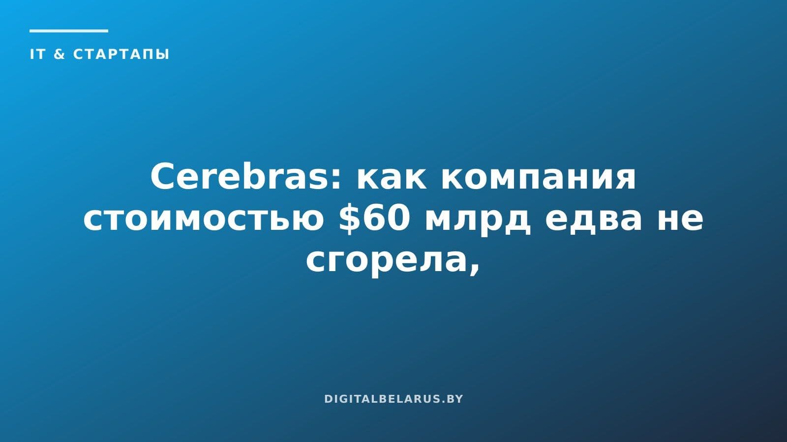 Cerebras: как компания стоимостью $60 млрд едва не сгорела, тратя $8 млн в месяц