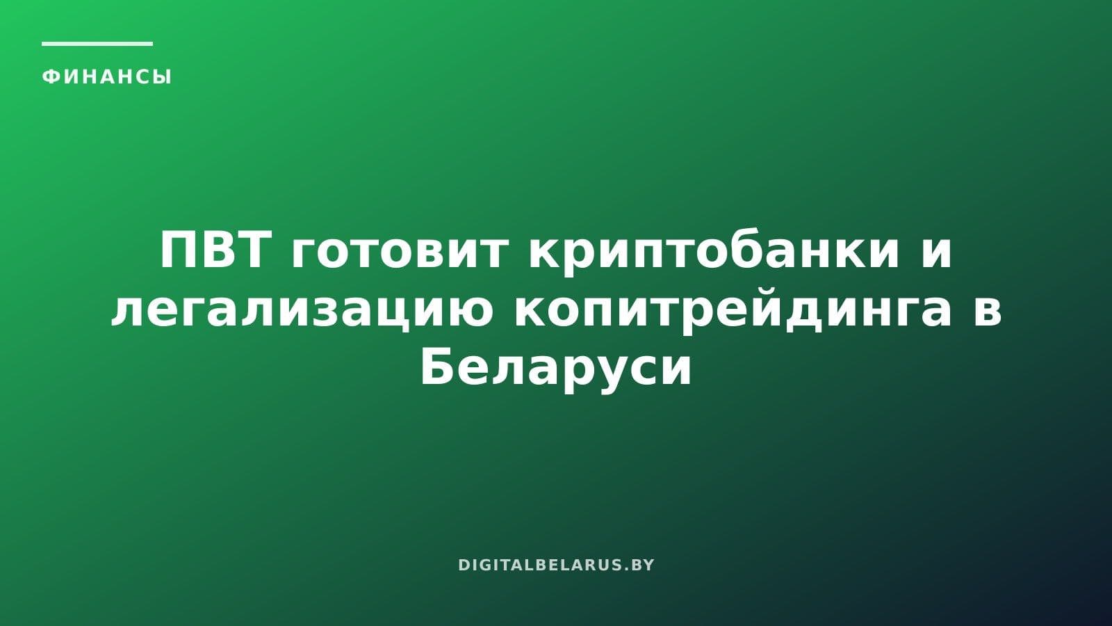 ПВТ готовит криптобанки и легализацию копитрейдинга в Беларуси