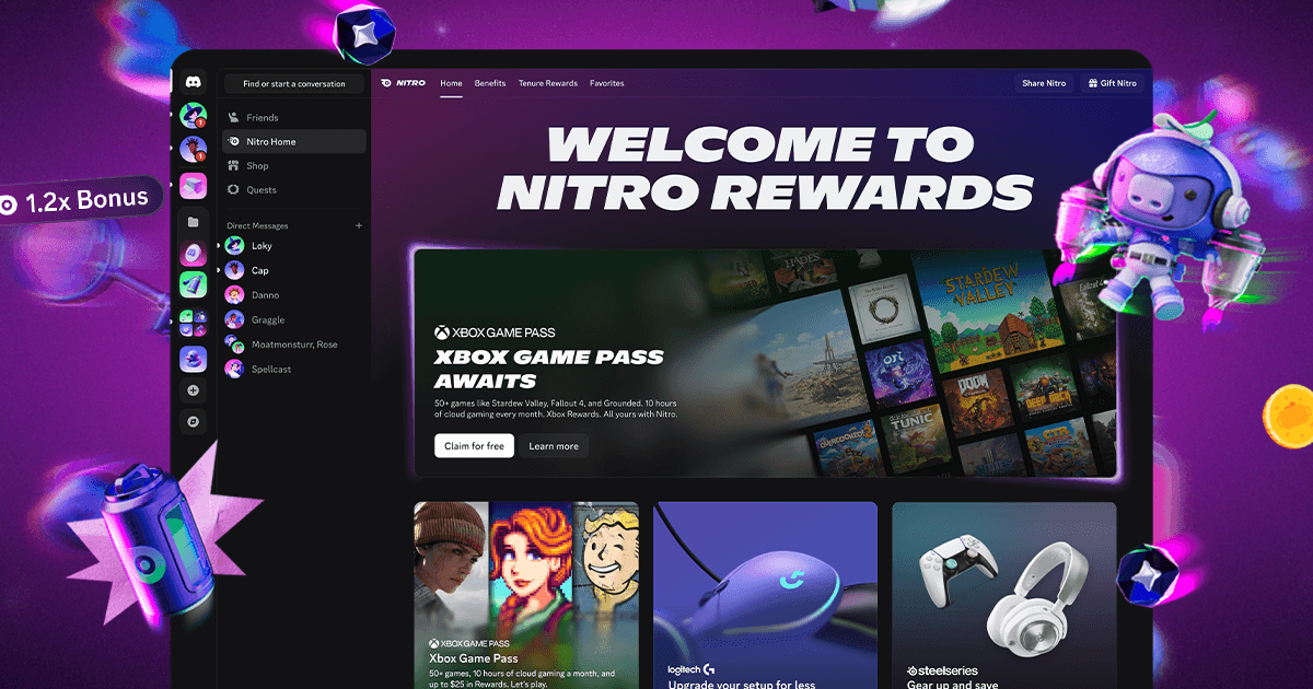 Discord запустил Nitro Rewards: подписчики получают Xbox Game Pass и скидки на периферию