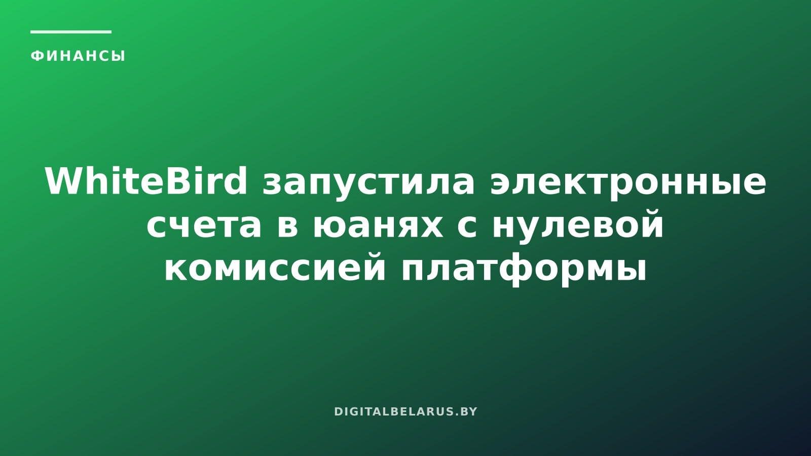 WhiteBird запустила электронные счета в юанях с нулевой комиссией платформы